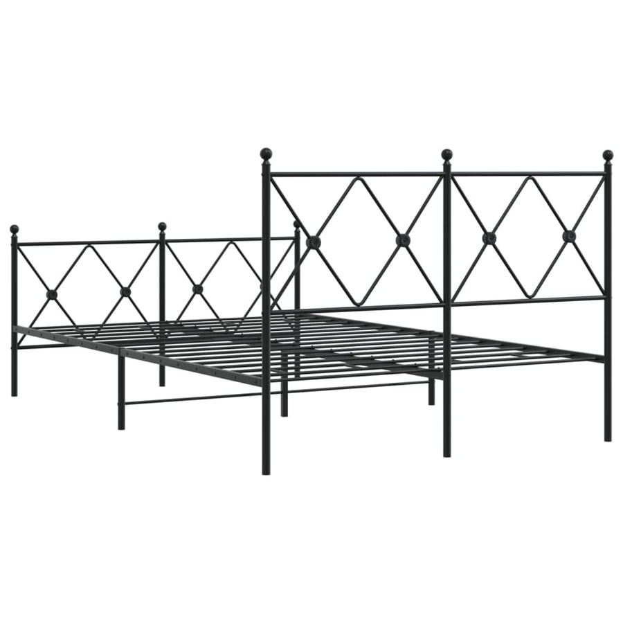 Bedframe met hoofd- en voeteneinde metaal zwart 120x200 cm