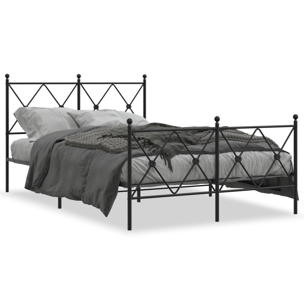 Bedframe met hoofd- en voeteneinde metaal zwart 120x200 cm