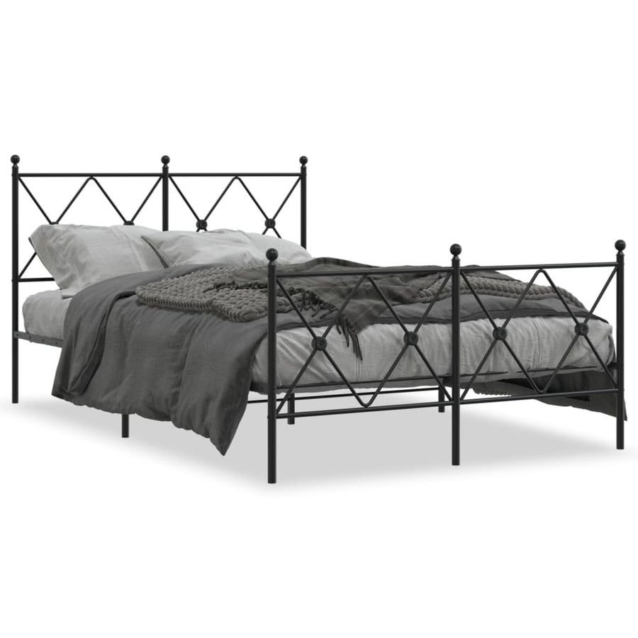 Bedframe met hoofd- en voeteneinde metaal zwart 120x200 cm