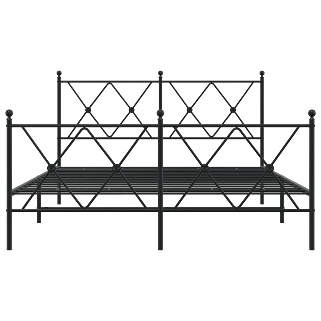Bedframe met hoofd- en voeteneinde metaal zwart 137x190 cm