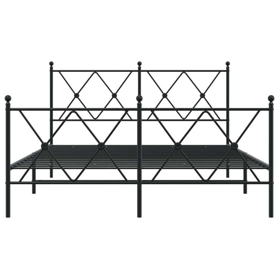 Bedframe met hoofd- en voeteneinde metaal zwart 137x190 cm