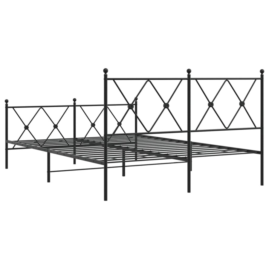 Bedframe met hoofd- en voeteneinde metaal zwart 137x190 cm