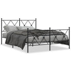 Bed frame with headboard and footboard metal black 137x190 cm