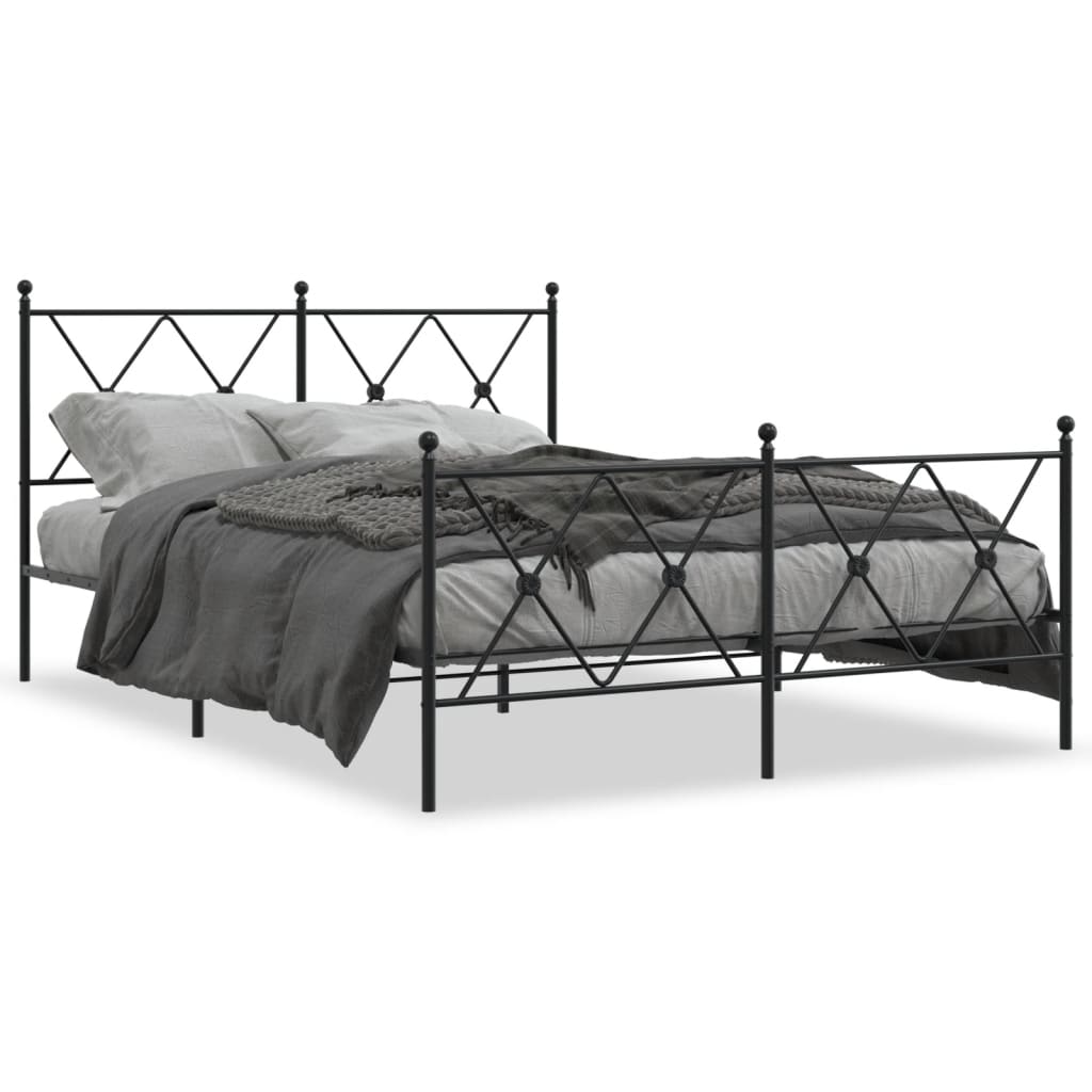 Bedframe met hoofd- en voeteneinde metaal zwart 137x190 cm