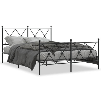 Bedframe met hoofd- en voeteneinde metaal zwart 137x190 cm