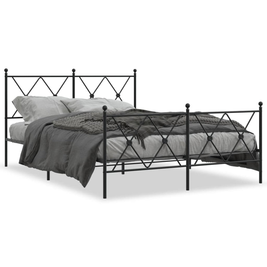 Bedframe met hoofd- en voeteneinde metaal zwart 137x190 cm