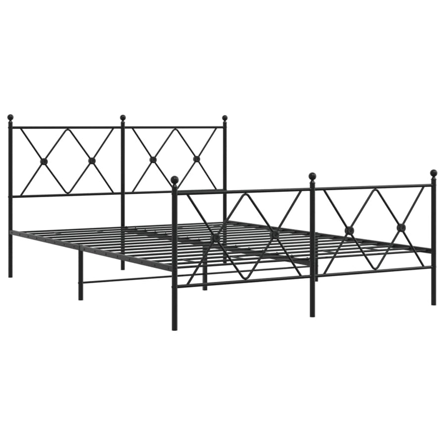 Bedframe met hoofd- en voeteneinde metaal zwart 140x190 cm