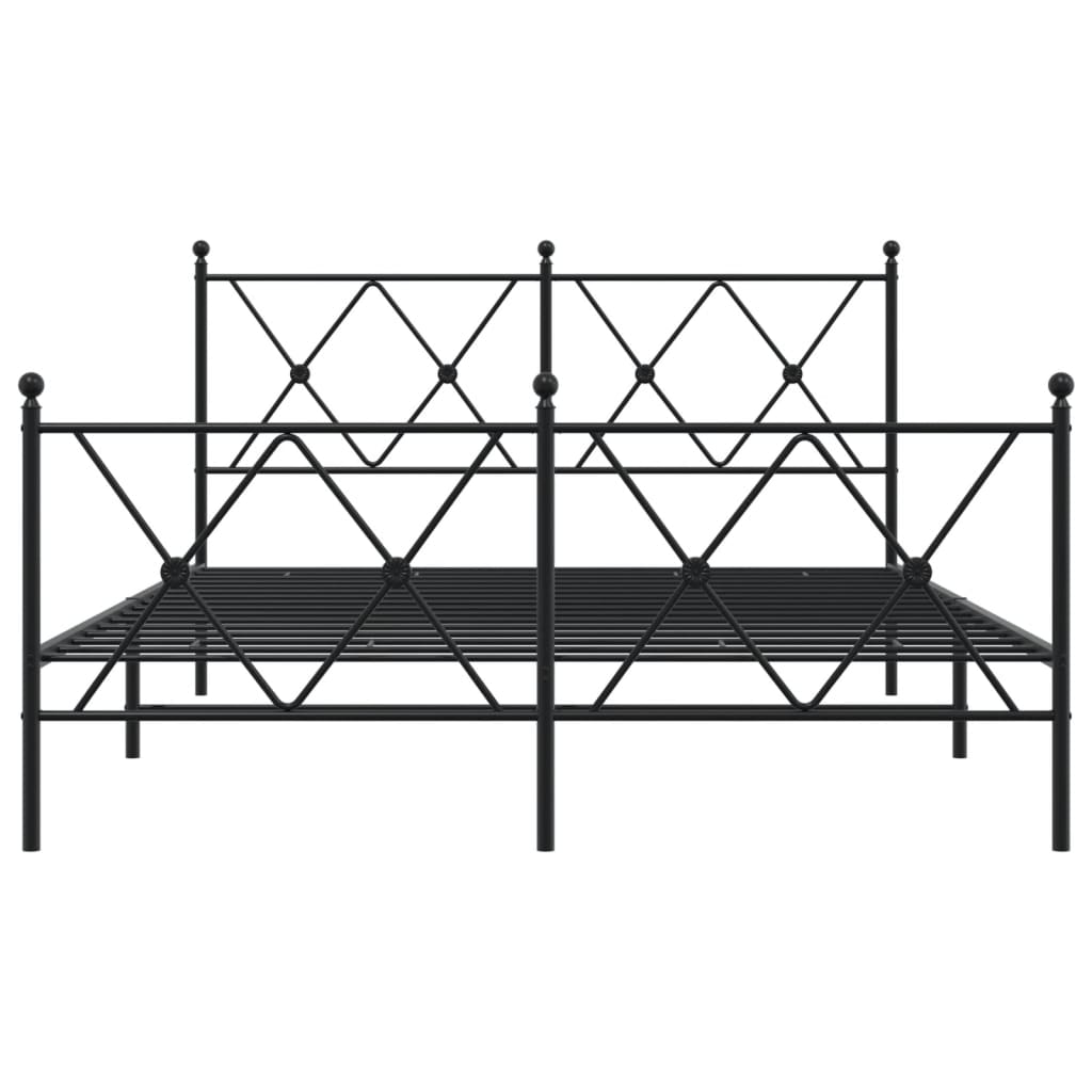 Bedframe met hoofd- en voeteneinde metaal zwart 140x190 cm