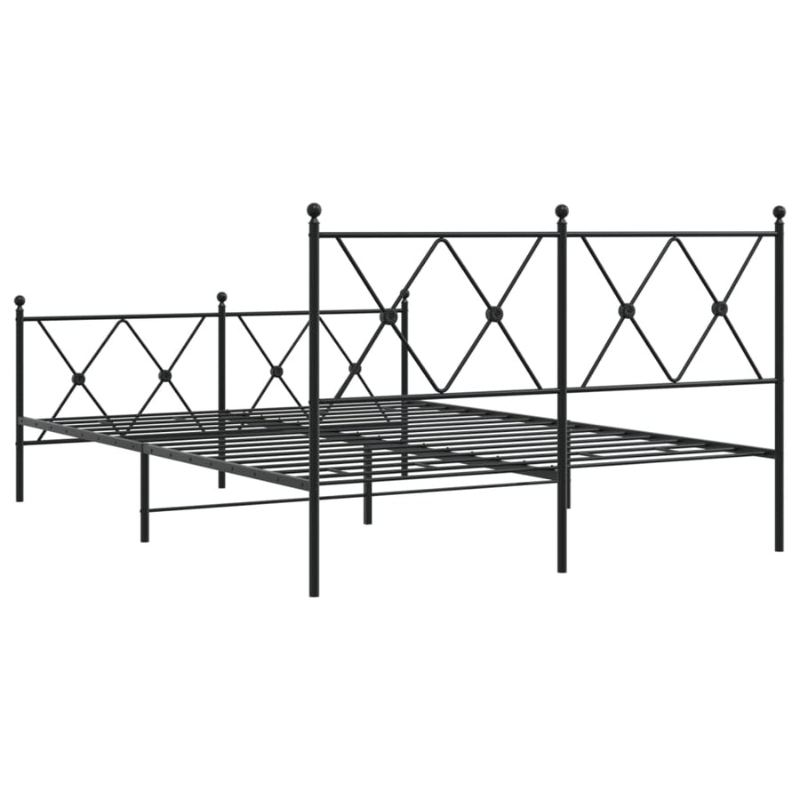 Bedframe met hoofd- en voeteneinde metaal zwart 140x190 cm