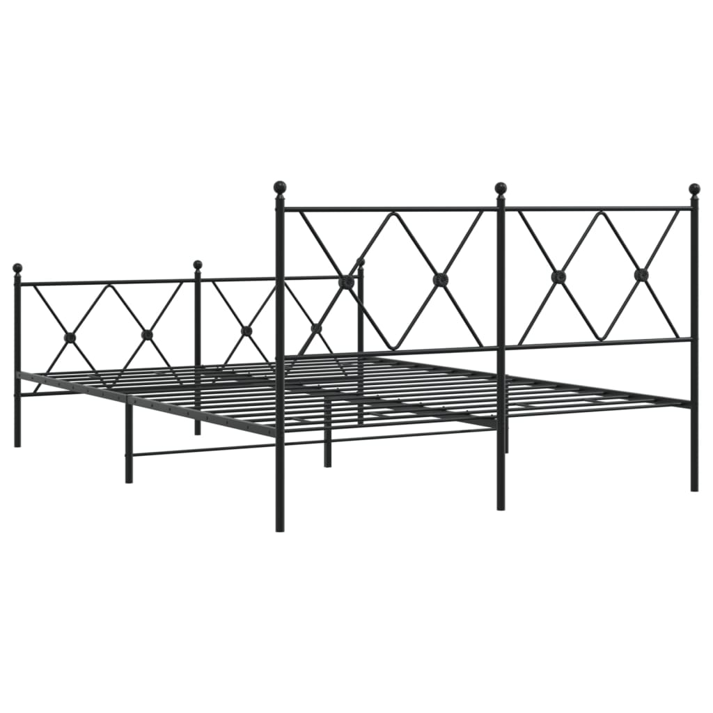 Bedframe met hoofd- en voeteneinde metaal zwart 140x200 cm