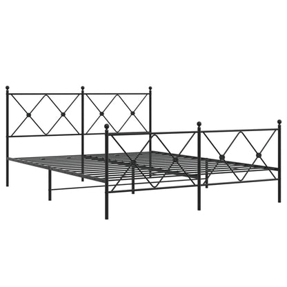 Bedframe met hoofd- en voeteneinde metaal zwart 150x200 cm