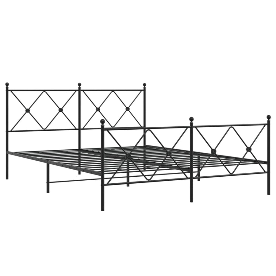 Bedframe met hoofd- en voeteneinde metaal zwart 150x200 cm