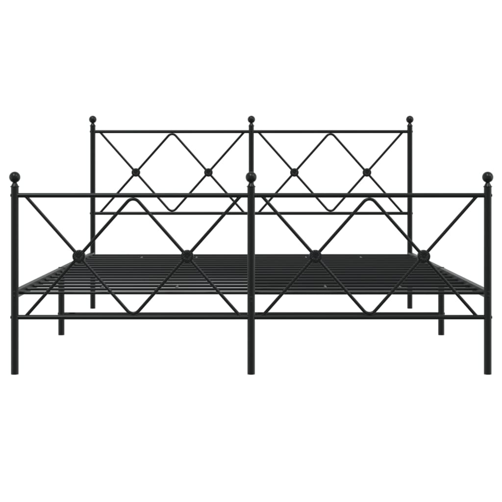 Bedframe met hoofd- en voeteneinde metaal zwart 150x200 cm