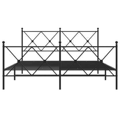 Bedframe met hoofd- en voeteneinde metaal zwart 150x200 cm
