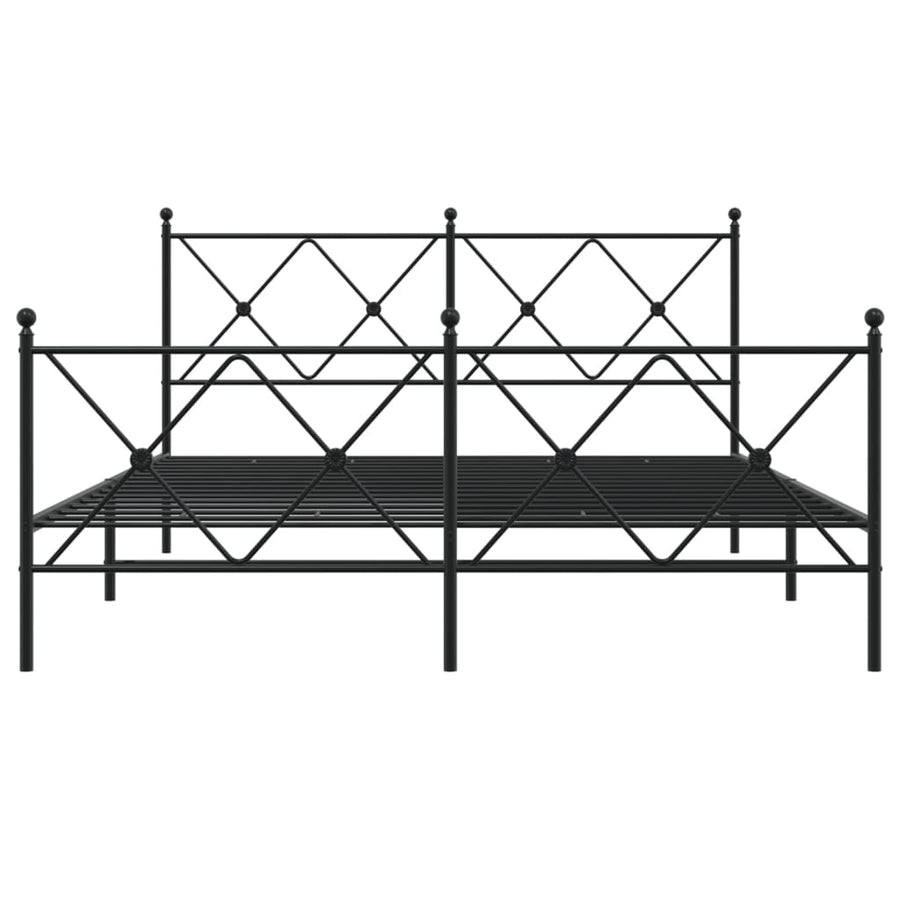 Bedframe met hoofd- en voeteneinde metaal zwart 150x200 cm