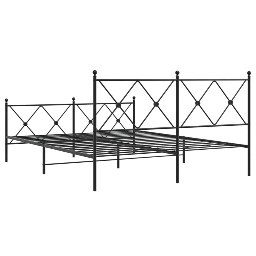 Bedframe met hoofd- en voeteneinde metaal zwart 150x200 cm