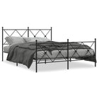 Metal Bed Frame with Headboard and Footboard Black 150x200 cm