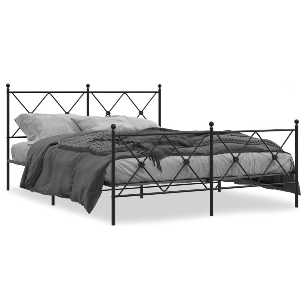 Bedframe met hoofd- en voeteneinde metaal zwart 150x200 cm