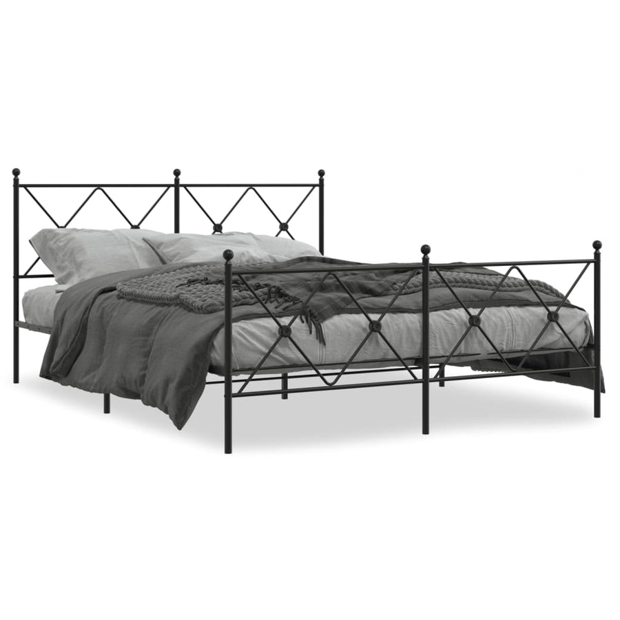 Bedframe met hoofd- en voeteneinde metaal zwart 150x200 cm
