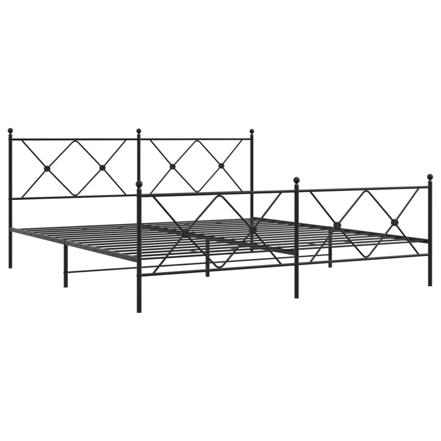 Bedframe met hoofd- en voeteneinde metaal zwart 183x213 cm