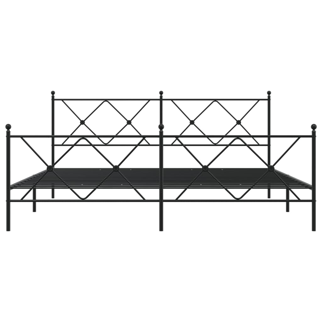 Bedframe met hoofd- en voeteneinde metaal zwart 183x213 cm