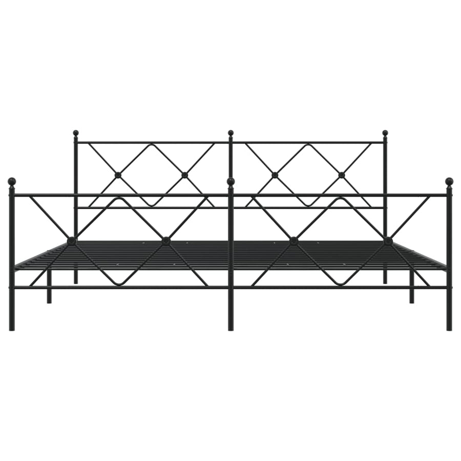 Bedframe met hoofd- en voeteneinde metaal zwart 183x213 cm