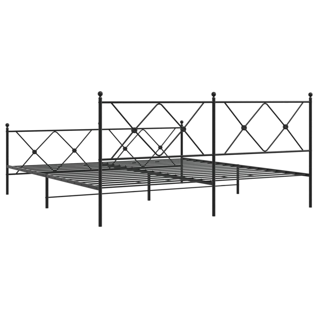 Bedframe met hoofd- en voeteneinde metaal zwart 183x213 cm