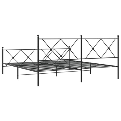 Bedframe met hoofd- en voeteneinde metaal zwart 183x213 cm