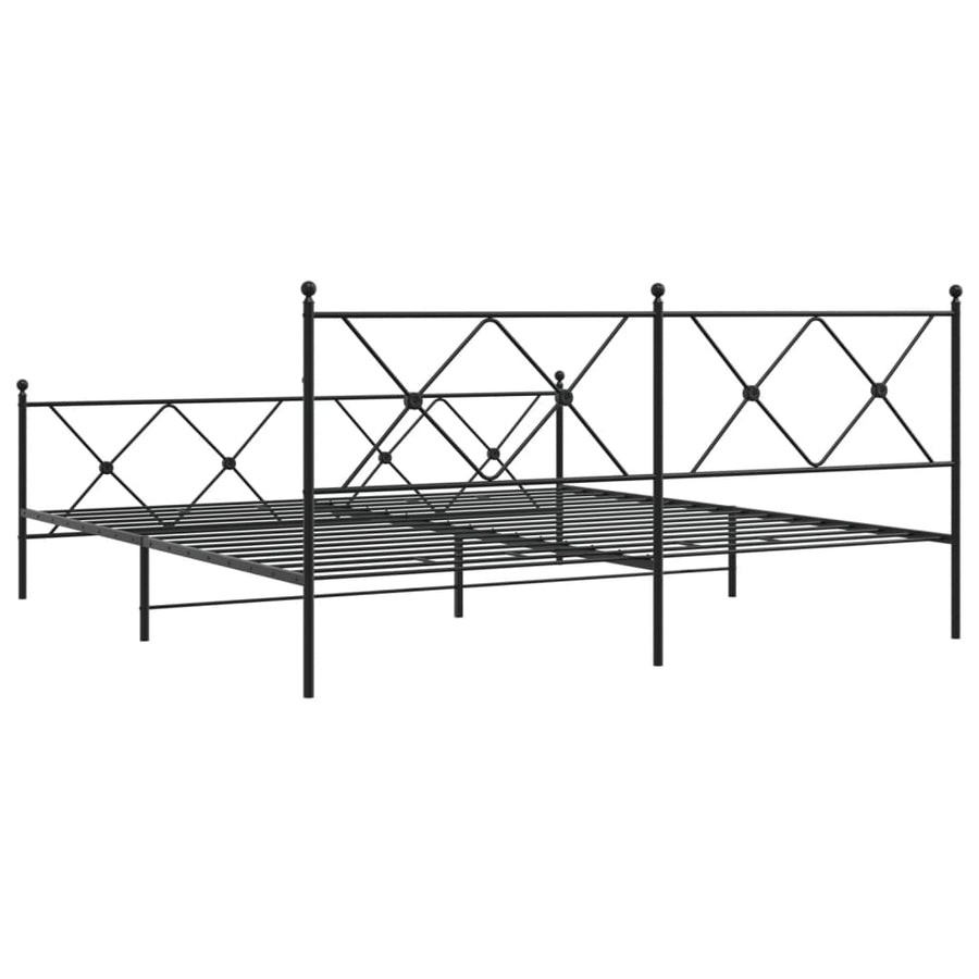 Bedframe met hoofd- en voeteneinde metaal zwart 183x213 cm