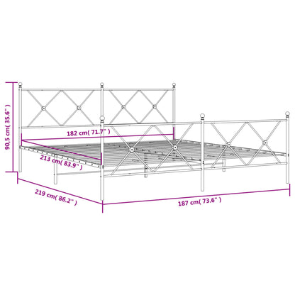 Bedframe met hoofd- en voeteneinde metaal zwart 183x213 cm