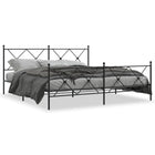 Bed frame with head and footboard metal black 183x213 cm