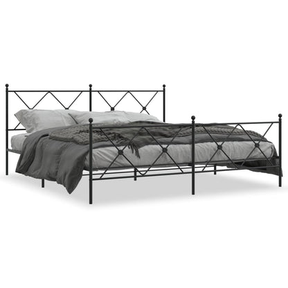 Bedframe met hoofd- en voeteneinde metaal zwart 183x213 cm