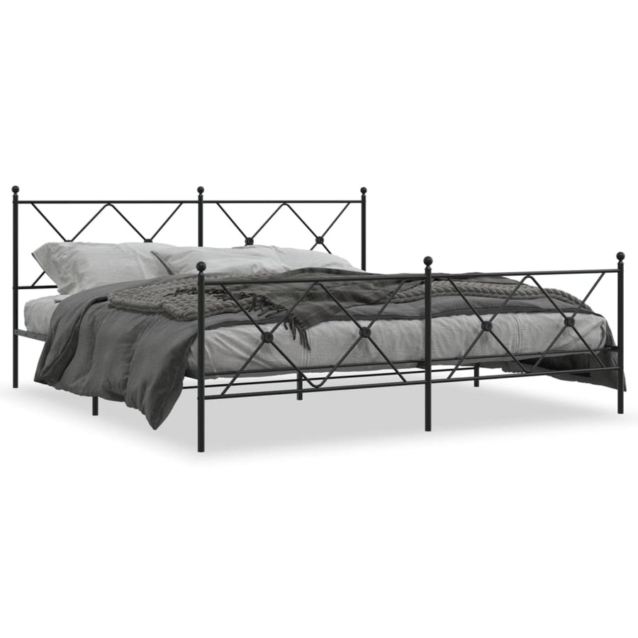 Bedframe met hoofd- en voeteneinde metaal zwart 183x213 cm