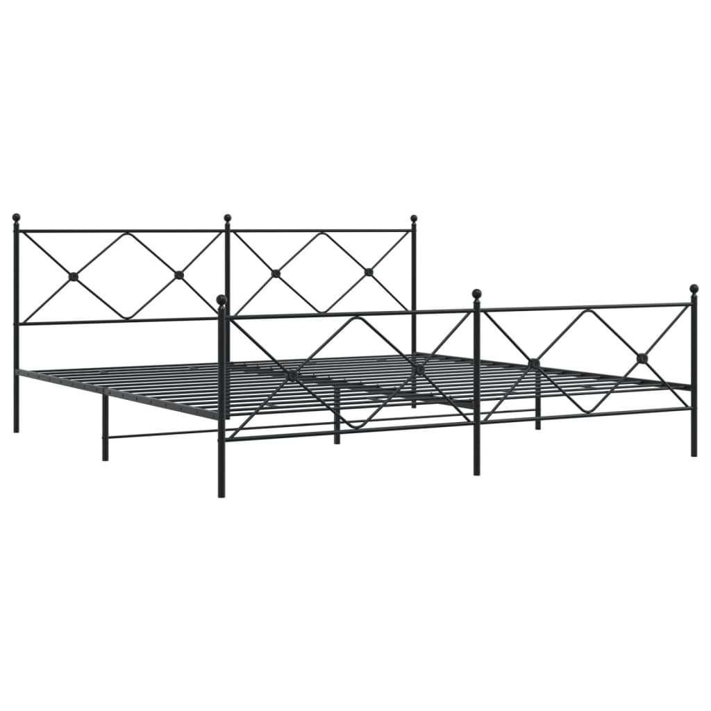Bedframe met hoofd- en voeteneinde metaal zwart 193x203 cm