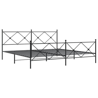 Bedframe met hoofd- en voeteneinde metaal zwart 193x203 cm