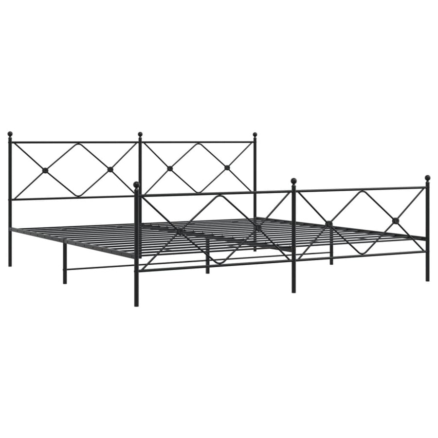 Bedframe met hoofd- en voeteneinde metaal zwart 193x203 cm