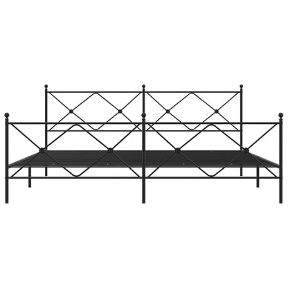 Bedframe met hoofd- en voeteneinde metaal zwart 193x203 cm