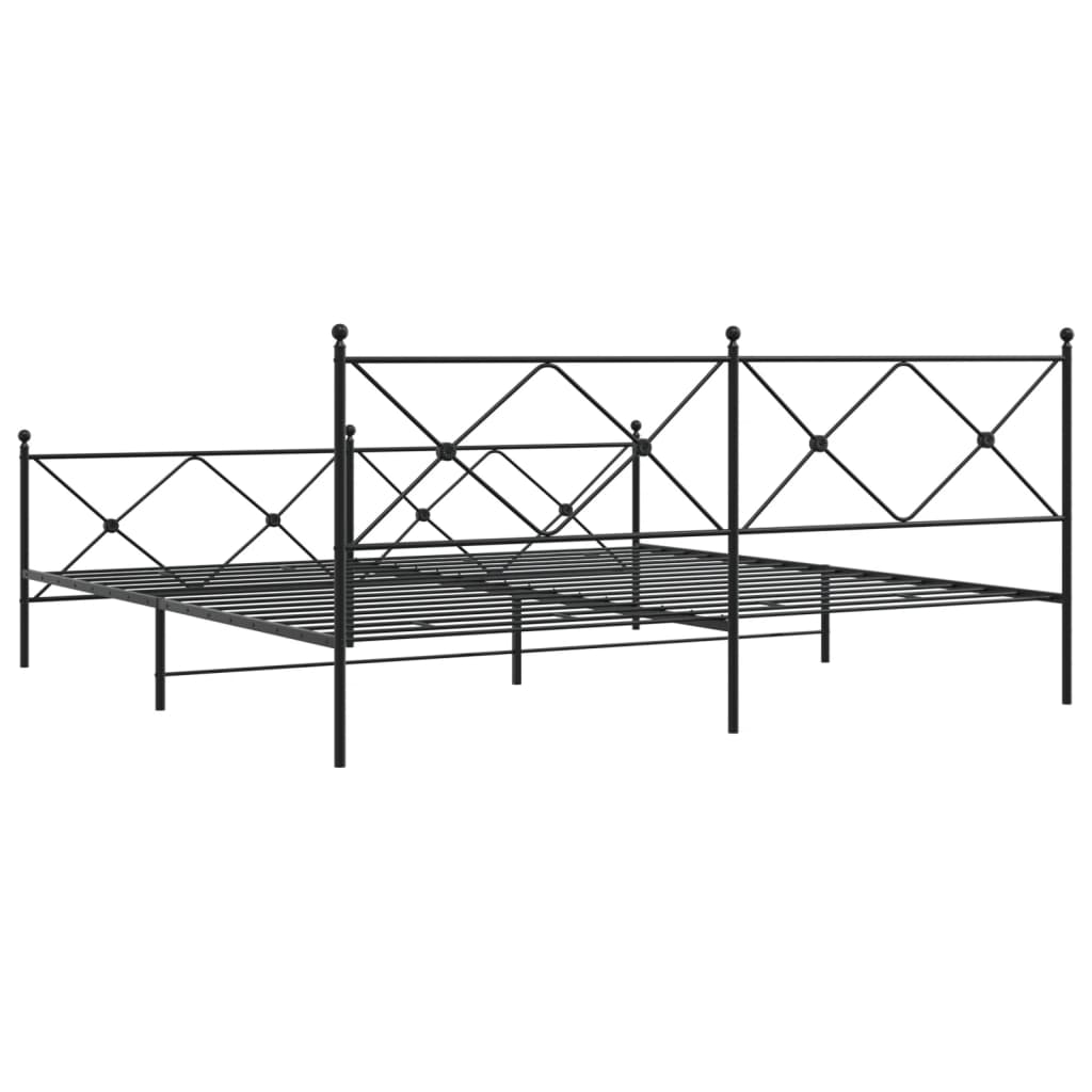 Bedframe met hoofd- en voeteneinde metaal zwart 193x203 cm