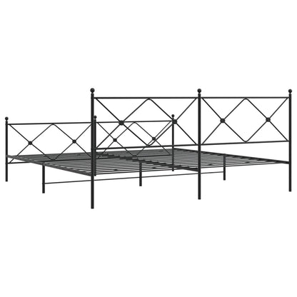 Bedframe met hoofd- en voeteneinde metaal zwart 193x203 cm