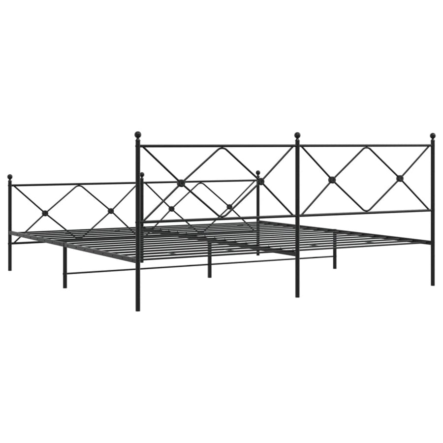 Bedframe met hoofd- en voeteneinde metaal zwart 193x203 cm