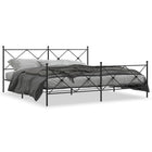 Bed frame with head and footboard metal black 193x203 cm