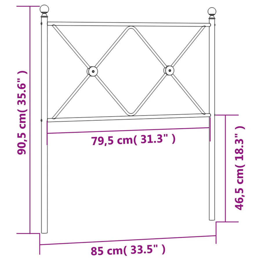 Hoofdbord 80 cm metaal zwart