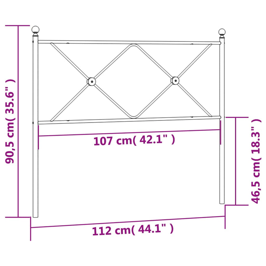 Hoofdbord 107 cm metaal zwart
