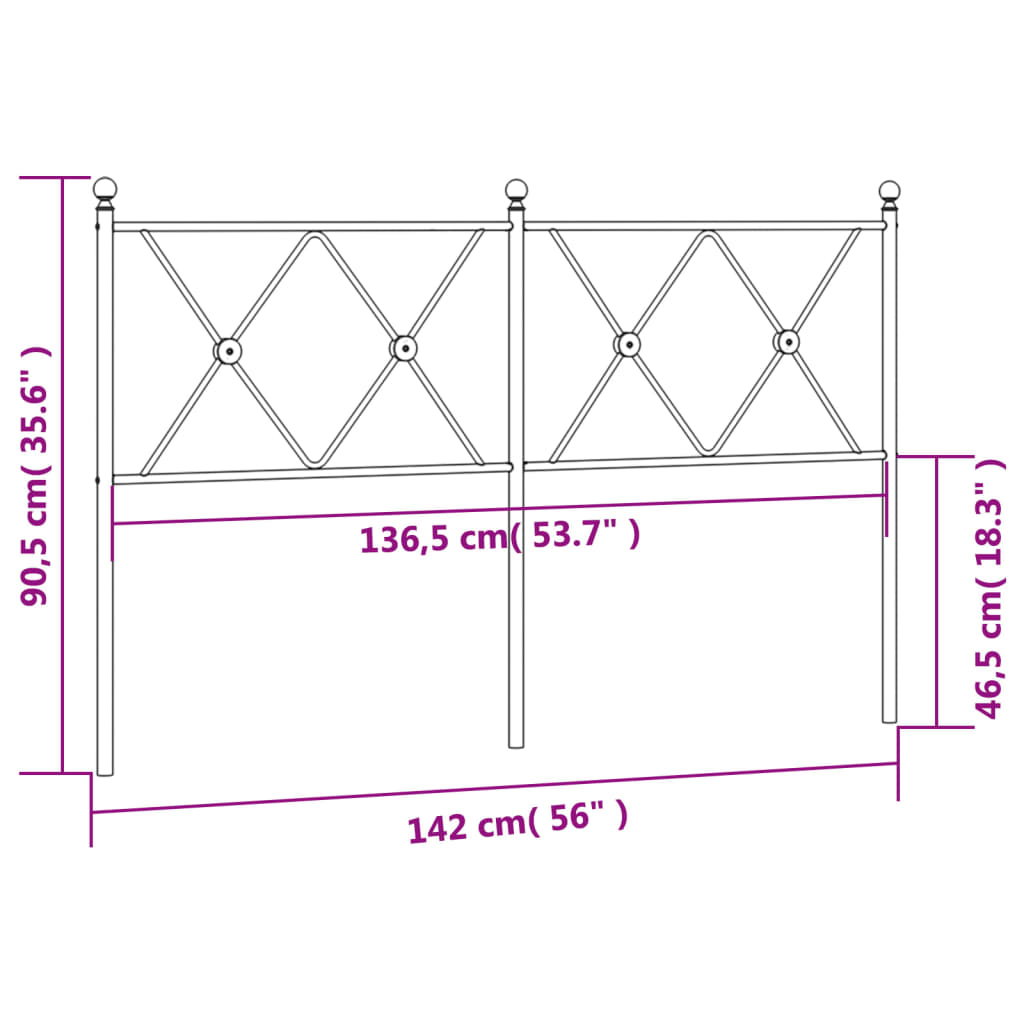 Hoofdbord 137 cm metaal zwart