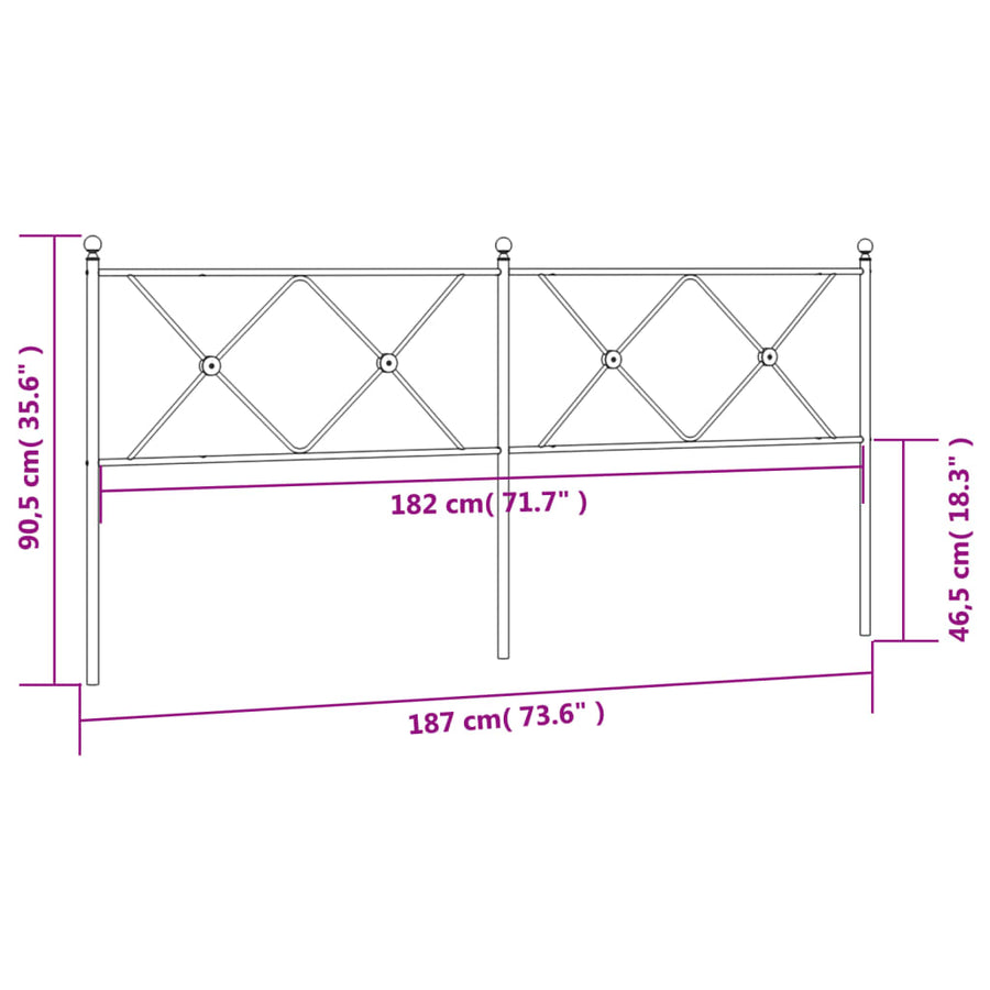 Hoofdbord 180 cm metaal zwart