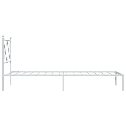 Bedframe met hoofdbord metaal wit 75 x 190 cm