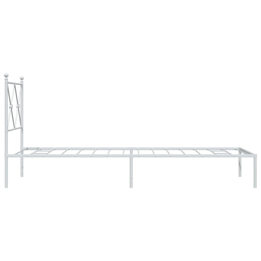 Bedframe met hoofdbord metaal wit 75 x 190 cm