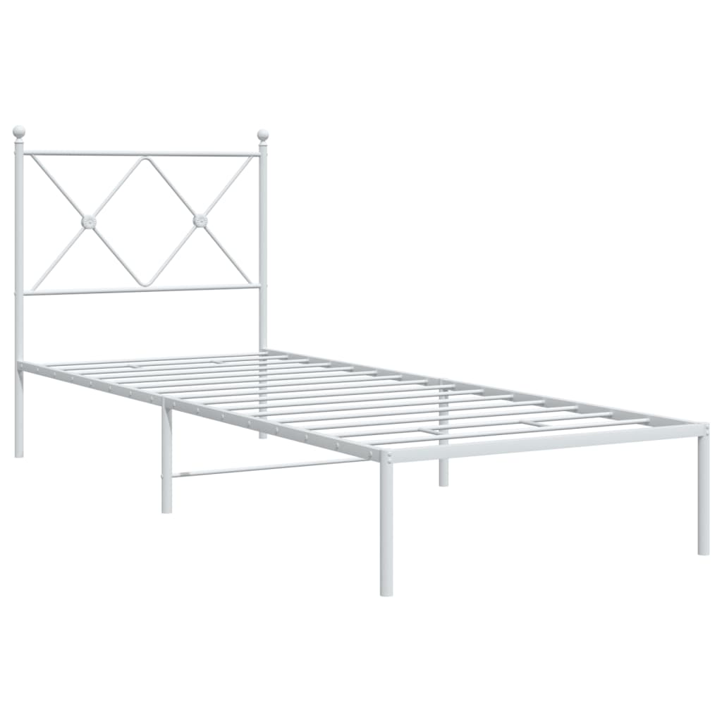 Bedframe met hoofdbord metaal wit 80x200 cm