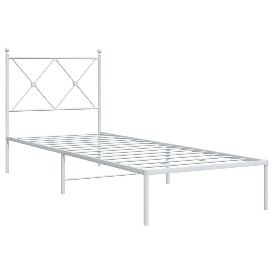 Bedframe met hoofdbord metaal wit 80x200 cm