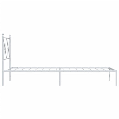 Bedframe met hoofdbord metaal wit 80x200 cm